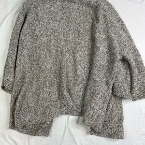 Purejill J Jill Cardigan Front Tie Cotton Blend Sz L 3/4 Sleeve Two Tone A030325